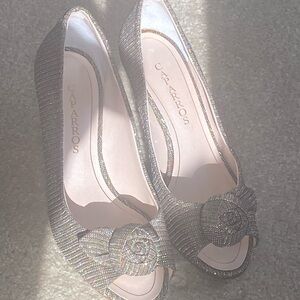 Bridgerton - esque. Caparros Glittering Silver accent Heels